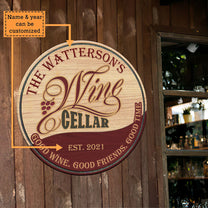 Personalized Wine Cellar Wood Round Sign