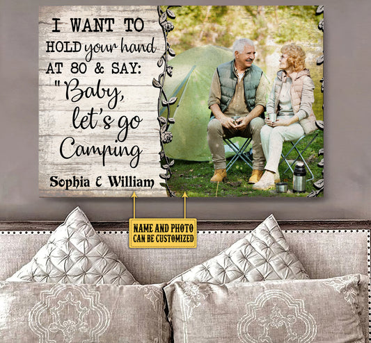 Personalized I Want To Hold Your Hand Couple Camping Poster & Canvas