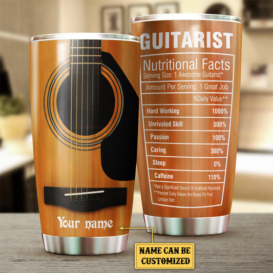 Personalized Guitar Nutritional Facts Tumbler