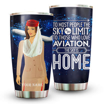 The Sky Is Home Flight Attendant - Personalized Tumbler