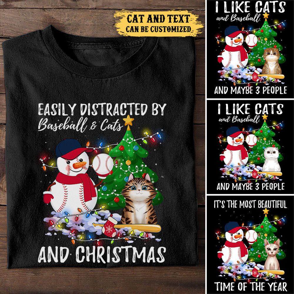 Personalized I Like Cats And Baseball Shirt