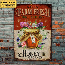Personalized Farm Fresh Local Pure Raw Honey Organic Metal Sign