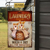 Personalized Laundry Room Wash And Dry All Fur Varieties Corgi Metal Sign