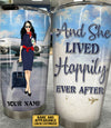 Personalized Flight Attendant And She Lived Happily Ever After Tumbler