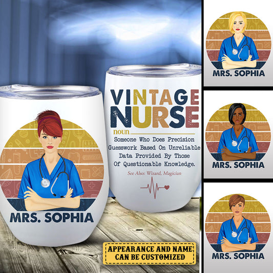 Personalized Vintage Nurse Wine Tumbler