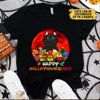 Personalized Happy Hallothanksmas Cat Shirt