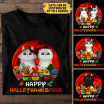 Personalized Happy Hallothanksmas Cat Shirt