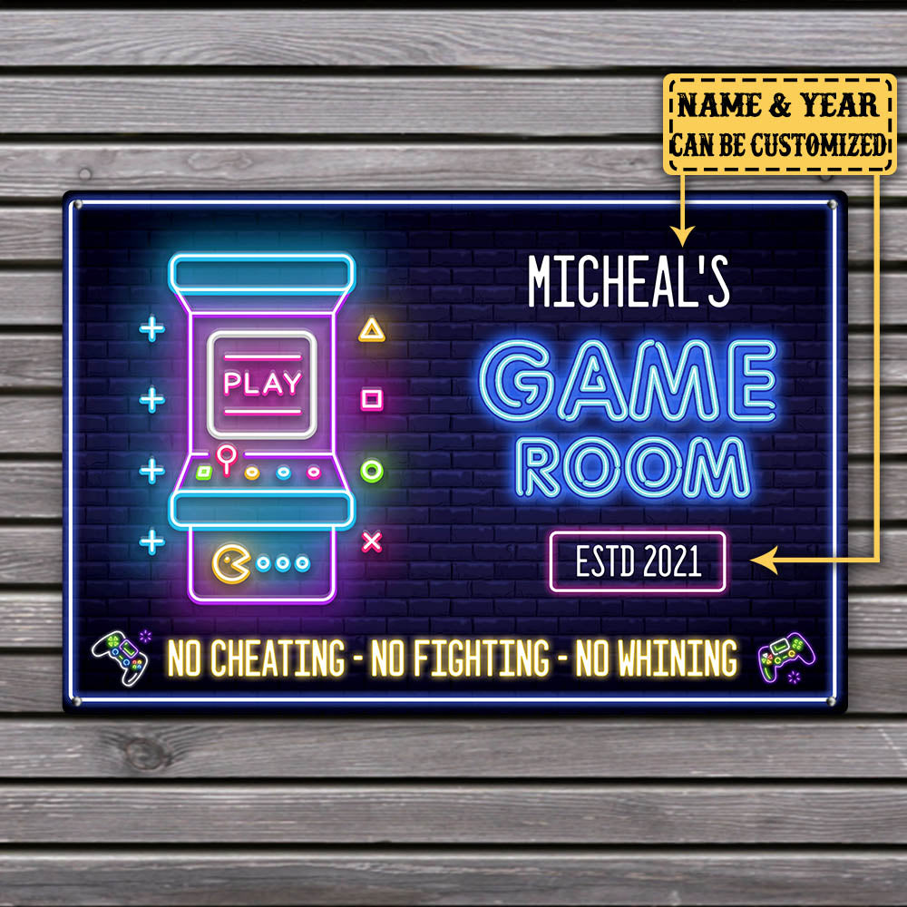 Personalized Game Room Metal Sign