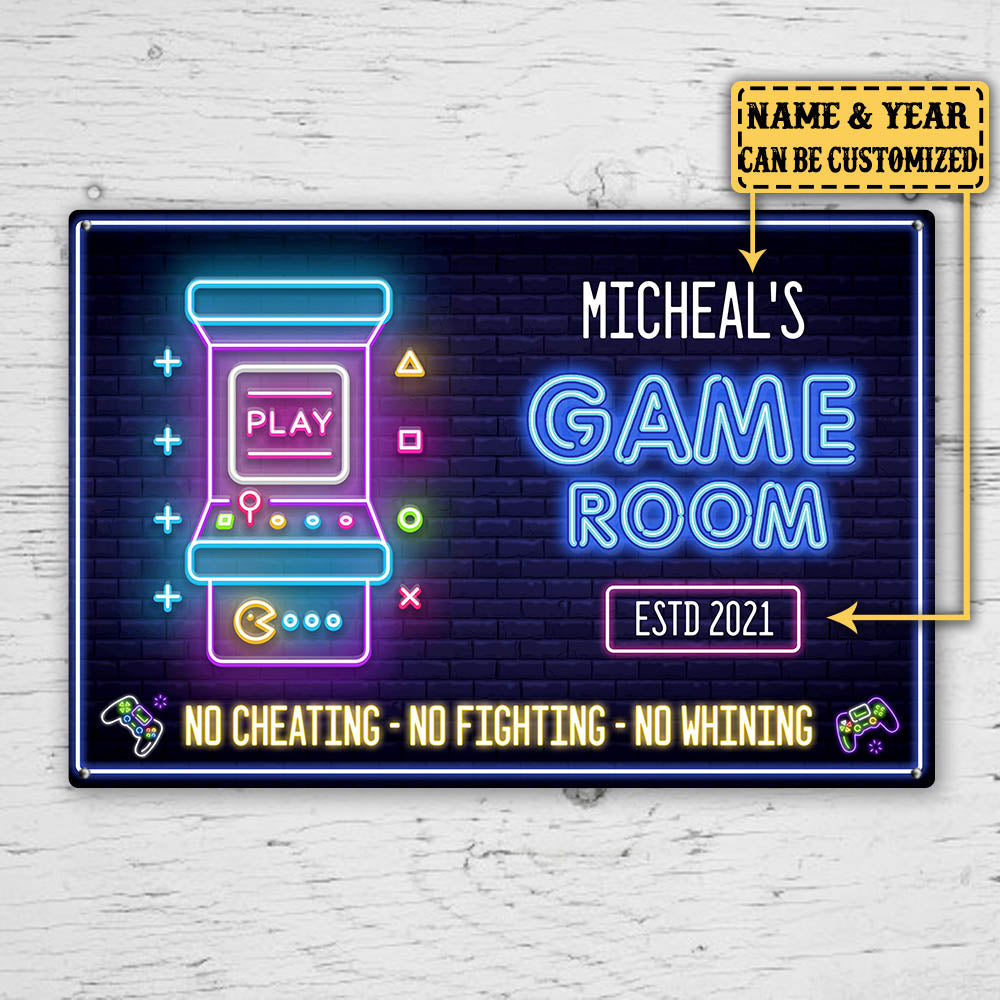 Personalized Game Room Metal Sign