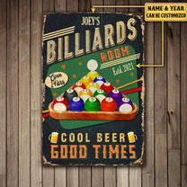 Personalized Billiards Room Cool Beer Good Time Metal Sign
