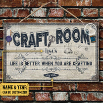 Personalized Craft Room Life Is Better When You Are Crafting Pallet Wood Rectangle Sign