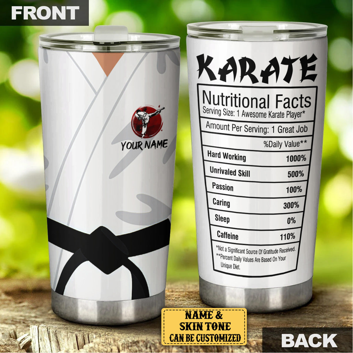 Personalized Karate Nutritional Facts Tumbler