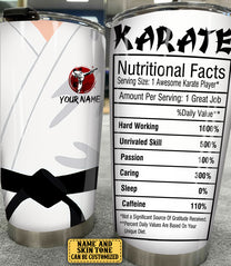 Personalized Karate Nutritional Facts Tumbler