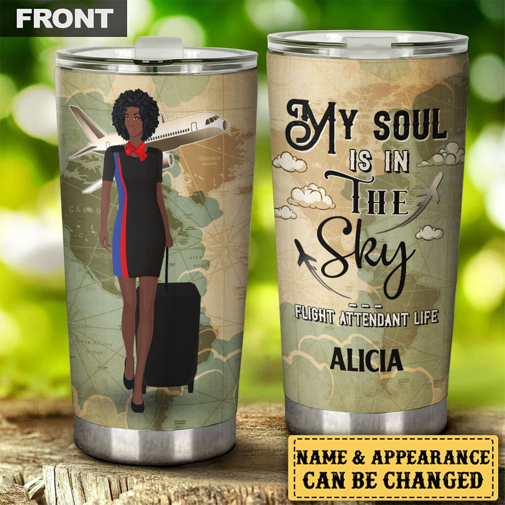 Personalized My Soul Is In The Sky Flight Attendant Life Tumbler