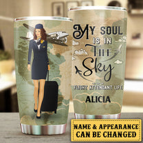 Personalized My Soul Is In The Sky Flight Attendant Life Tumbler