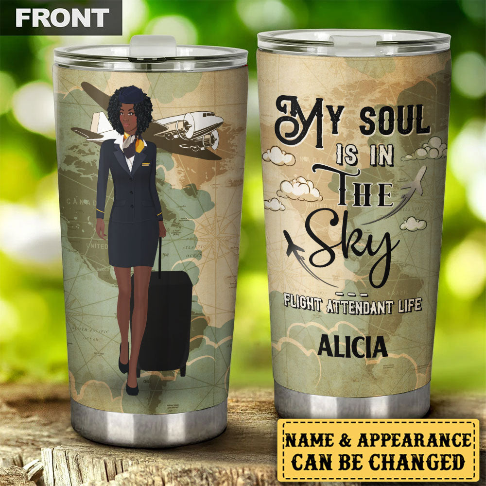 Personalized My Soul Is In The Sky Flight Attendant Life Tumbler