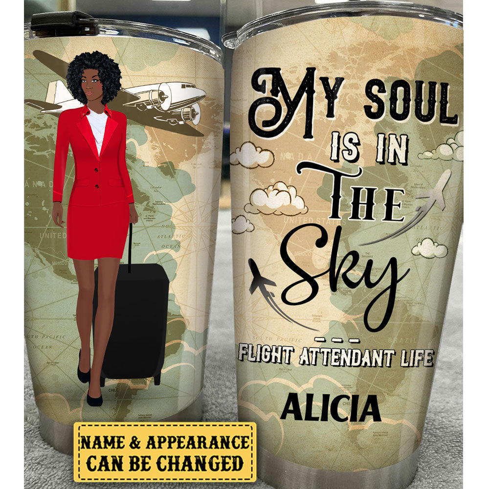 Personalized My Soul Is In The Sky Flight Attendant Life Tumbler