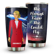 Personalized She Always Knew She Could Fly Flight Attendant Tumbler