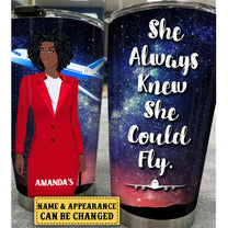 Personalized She Always Knew She Could Fly Flight Attendant Tumbler