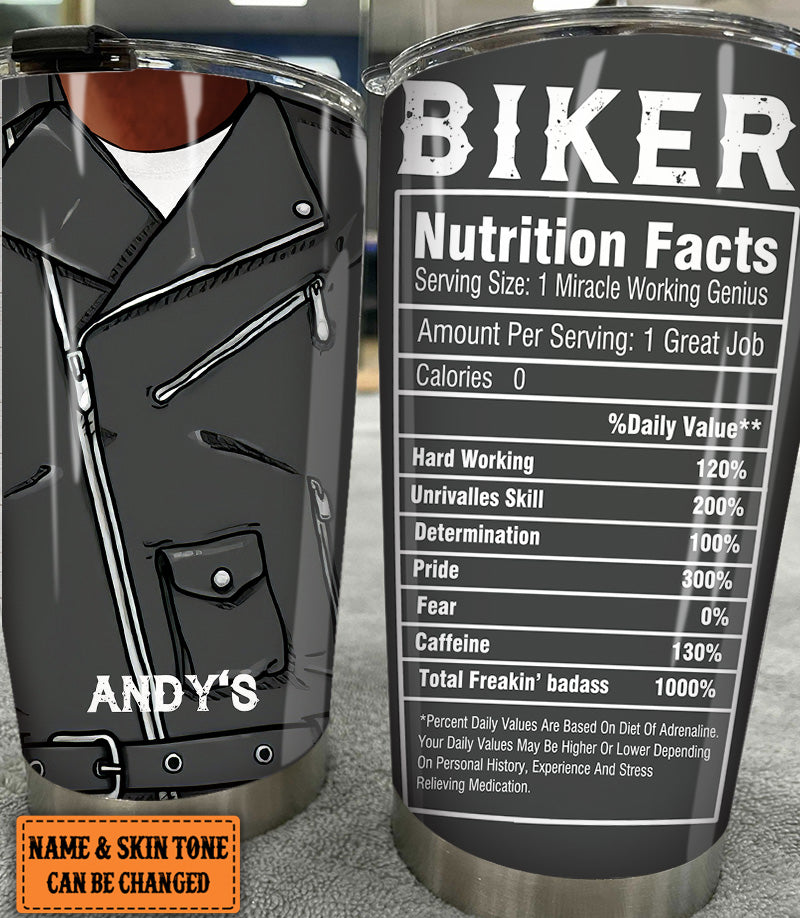 Personalized Biker Nutritional Facts Tumbler