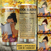 Personalized Book Reader Nutritional Facts Tumbler