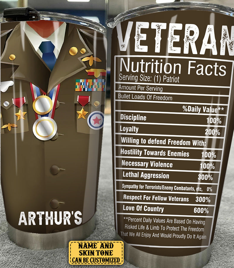 Personalized Veteran Nutritional Facts Tumbler