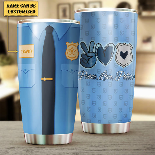 Personalized Peace Love Police Tumbler