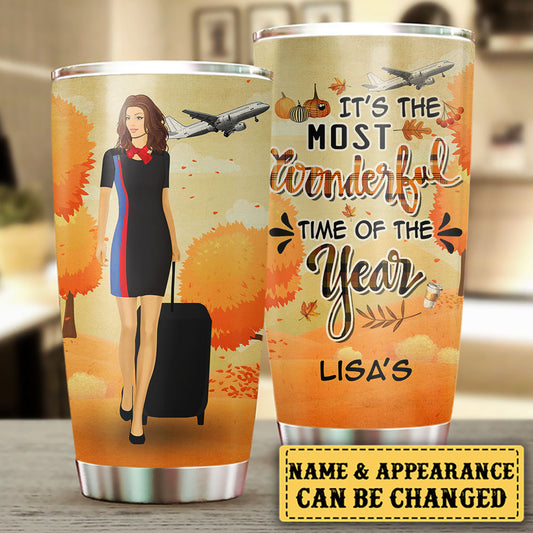 Personalized It's The Most Wonderful Time Of The Year Flight Attendant Tumbler
