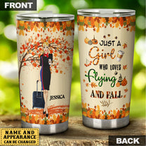 Personalized Flight Attendant Just A Girl Who Loves Flying And Fall Tumbler