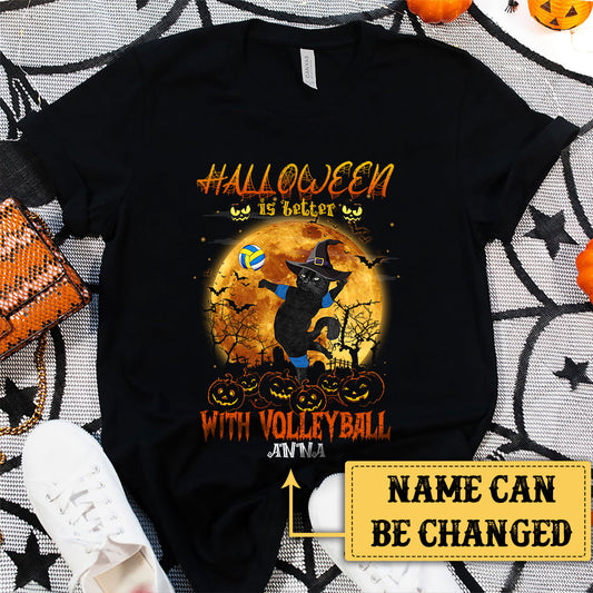Personalized Halloween Is Better With Volleyball Cat Shirt