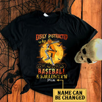 Personalized Easily Distracted By Baseball And Halloween Shirt