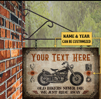 Personalized Old Bikers Never Die We Just Ride Away Classic Metal Sign