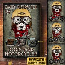 Personalized Easily Distracted By Dogs And Motorcycles Poster & Canvas