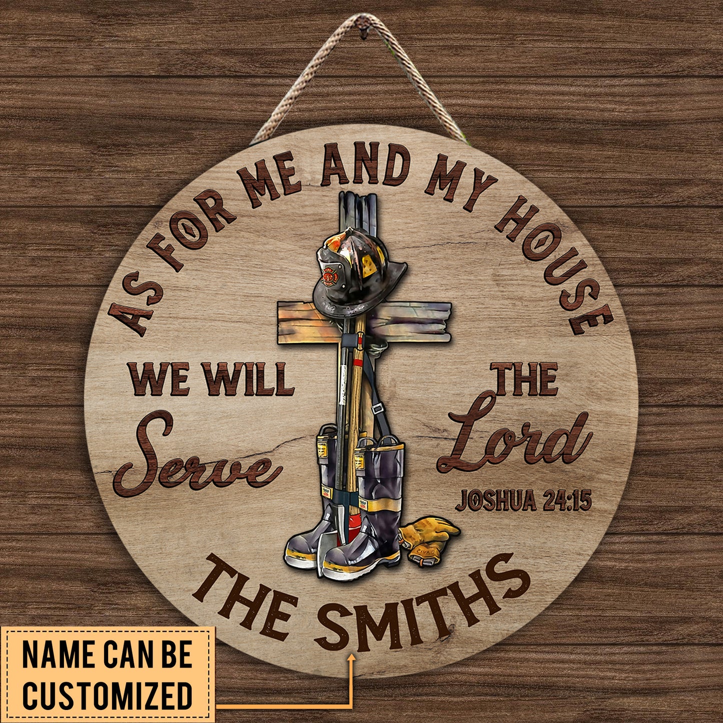 Personalized Firefighter House Wood Round Sign