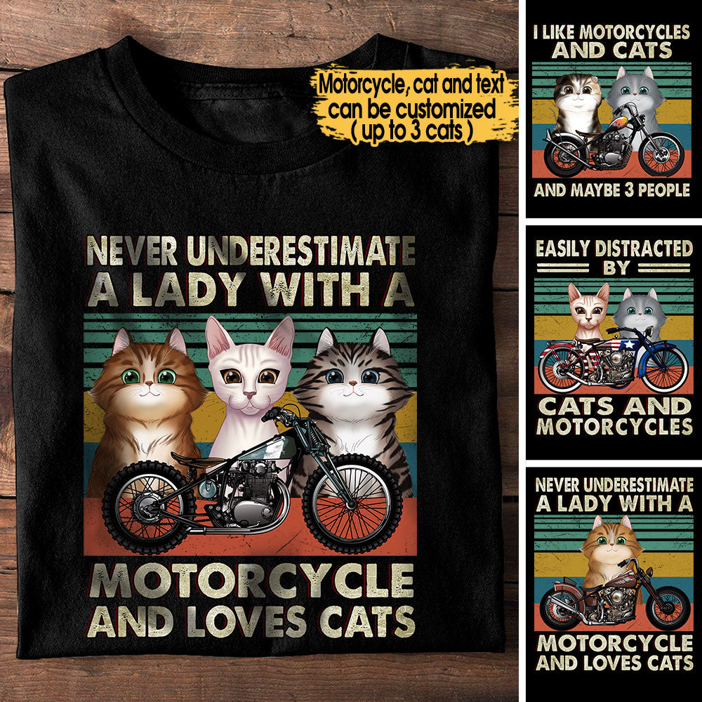 Personalized Love Cats And Motorcycles Shirt