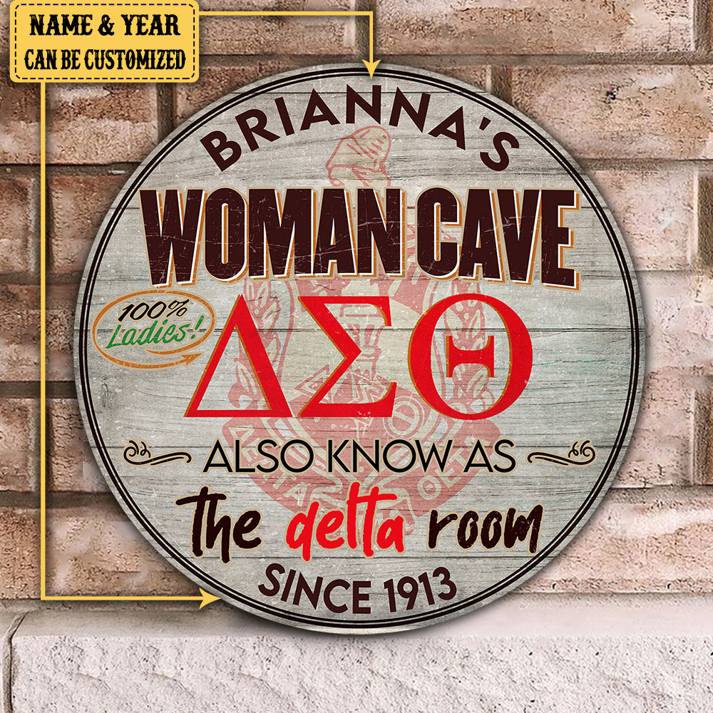 Personalized Woman Cave Also Know As The Delta Room Pallet Wood Circle Sign