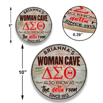Personalized Woman Cave Also Know As The Delta Room Pallet Wood Circle Sign