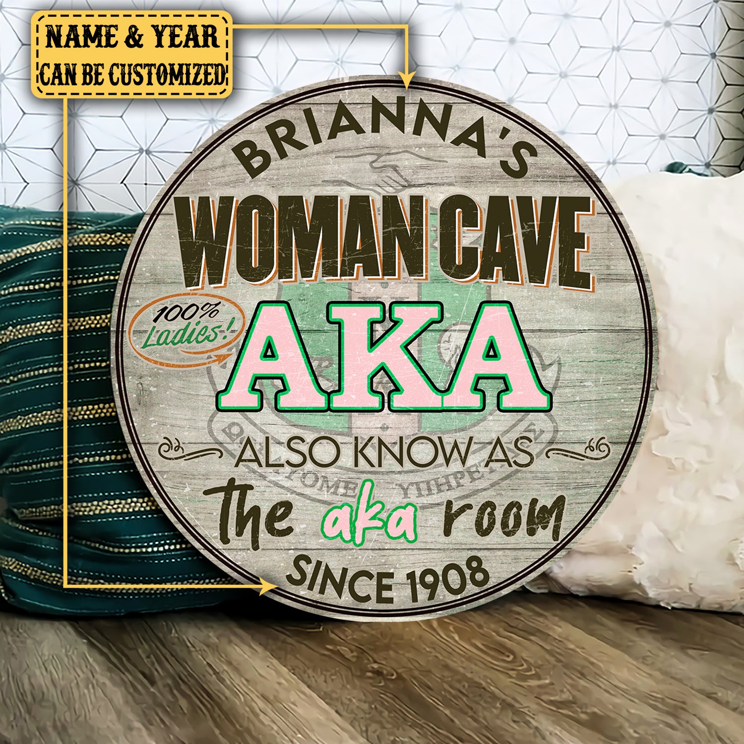 Personalized Woman Cave Also Know As The Aka Room Pallet Wood Circle Sign
