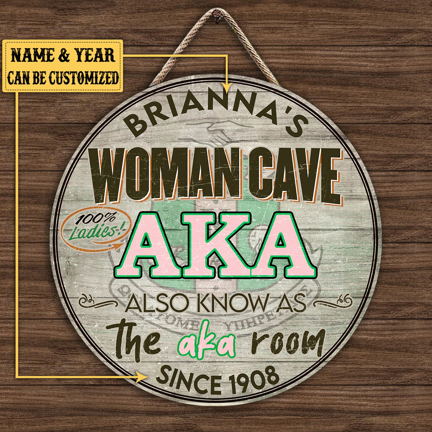 Personalized Woman Cave Also Know As The Aka Room Pallet Wood Circle Sign