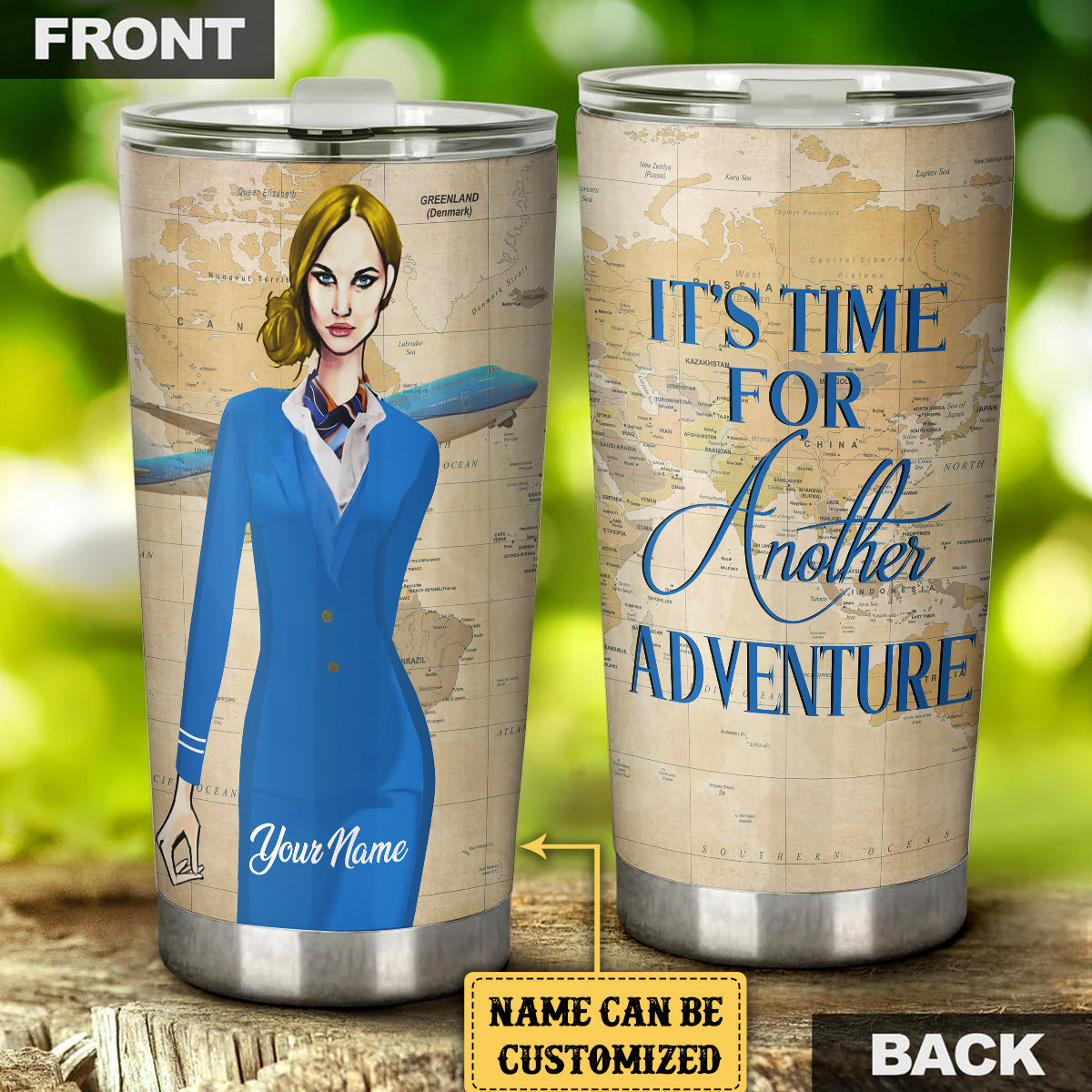Personalized It's Time For Another Adventure Flight Attendant Tumbler
