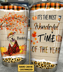 Personalized It's The Most Wonderful Time Of The Year Pitbull Dog Tumbler