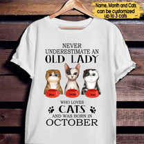 Personalized Never Underestimate An Old Lady Who Loves Cats Birthday Shirt