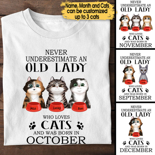 Personalized Never Underestimate An Old Lady Who Loves Cats Birthday Shirt