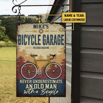 Personalized Bicycle Garage Never Underestimate An Old Man With A Bicycle Metal Sign