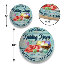 Personalized Knitting Room Wood Round Sign