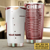Personalized Chef Nutritional Facts Tumbler