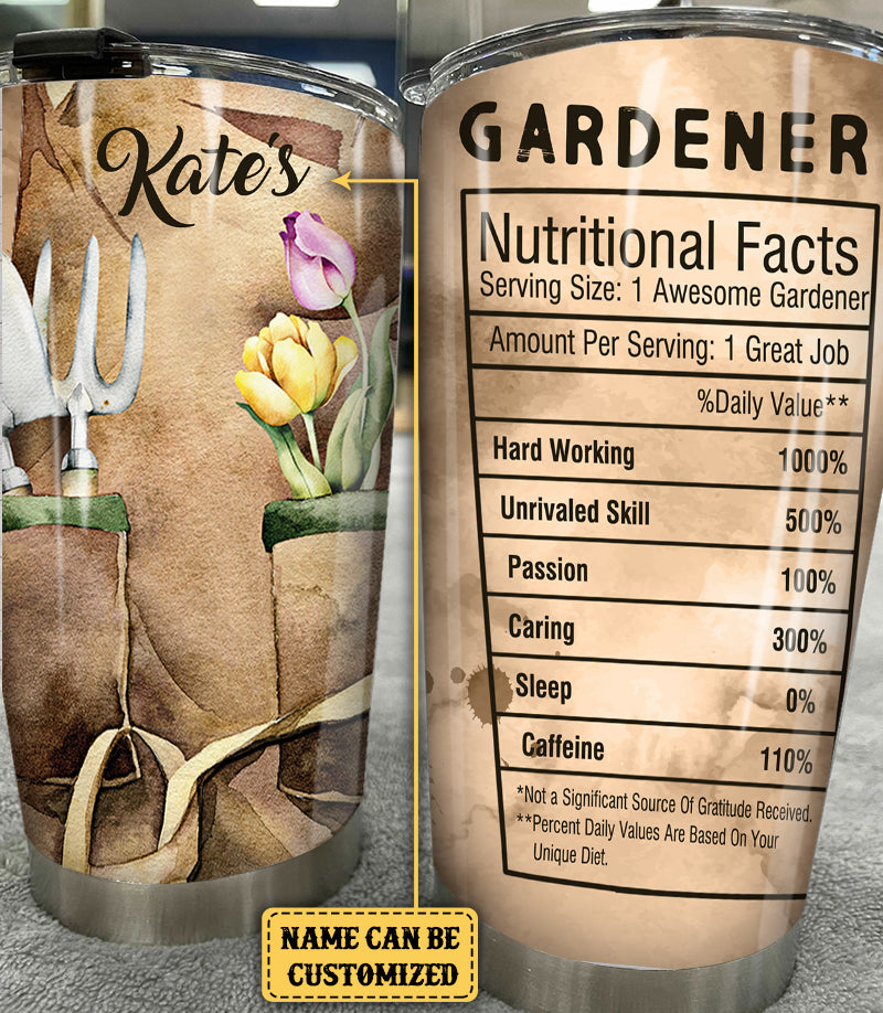 Personalized Gardening Nutritional Facts Tumbler