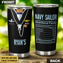 Personalized Sailor Nutritional Facts Tumbler