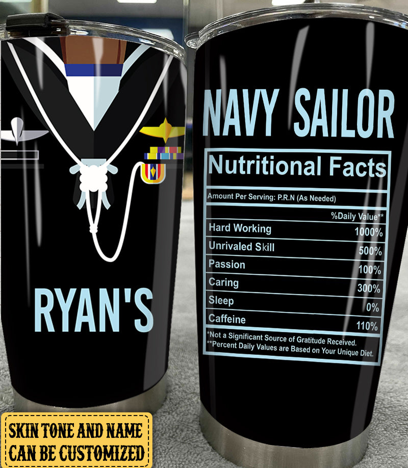Personalized Sailor Nutritional Facts Tumbler
