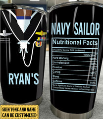 Personalized Sailor Nutritional Facts Tumbler